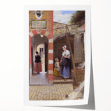 Historical Art - Baroque Courtyard Scene with Mother and Child