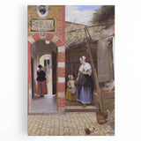 Historical Art - Baroque Courtyard Scene with Mother and Child