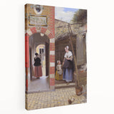 Historical Art - Baroque Courtyard Scene with Mother and Child