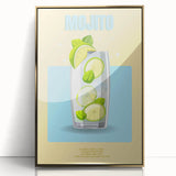 Art deco poster depicting a stylized cocktail, with gold and black tones on acrylic, ideal for modern bar or kitchen decor.