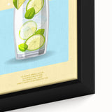 Extra large black wall art featuring a colorful, textured depiction of various food and drinks on a framed canvas.