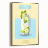 Extra large framed canvas featuring vintage poster art of colorful food and drinks on a black background.