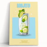 Large black and white stretched canvas depicting various foods and drinks, ideal for kitchen wall art.