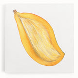 Black and white still-life of various fruits on stretched canvas, ideal for kitchen wall art.