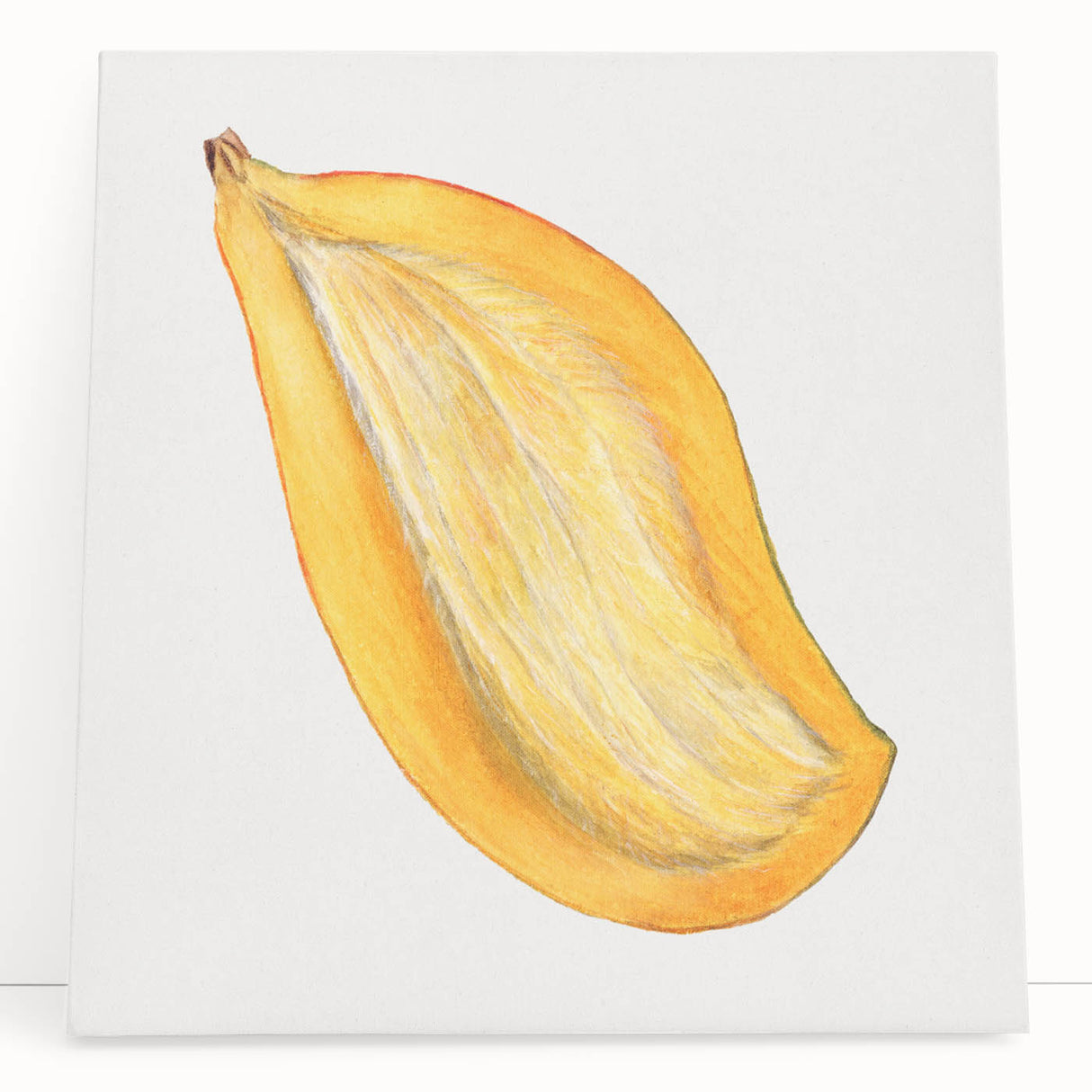 Large black and white photo of assorted fruits on a stretched canvas, ideal for kitchen wall art.