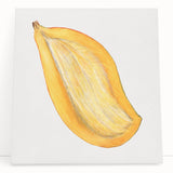 Large black and white photo of assorted fruits on a stretched canvas, ideal for kitchen wall art.