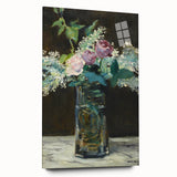 Impressionism Wall Art - Vase of White Lilacs and Roses - Floral Print