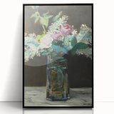 Impressionism Wall Art - Vase of White Lilacs and Roses - Floral Print