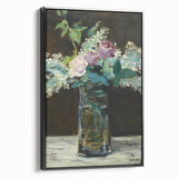 Impressionism Wall Art - Vase of White Lilacs and Roses - Floral Print