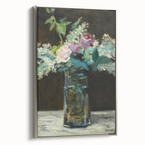 Impressionism Wall Art - Vase of White Lilacs and Roses - Floral Print