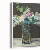 Impressionism Wall Art - Vase of White Lilacs and Roses - Floral Print