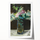 Impressionism Wall Art - Vase of White Lilacs and Roses - Floral Print