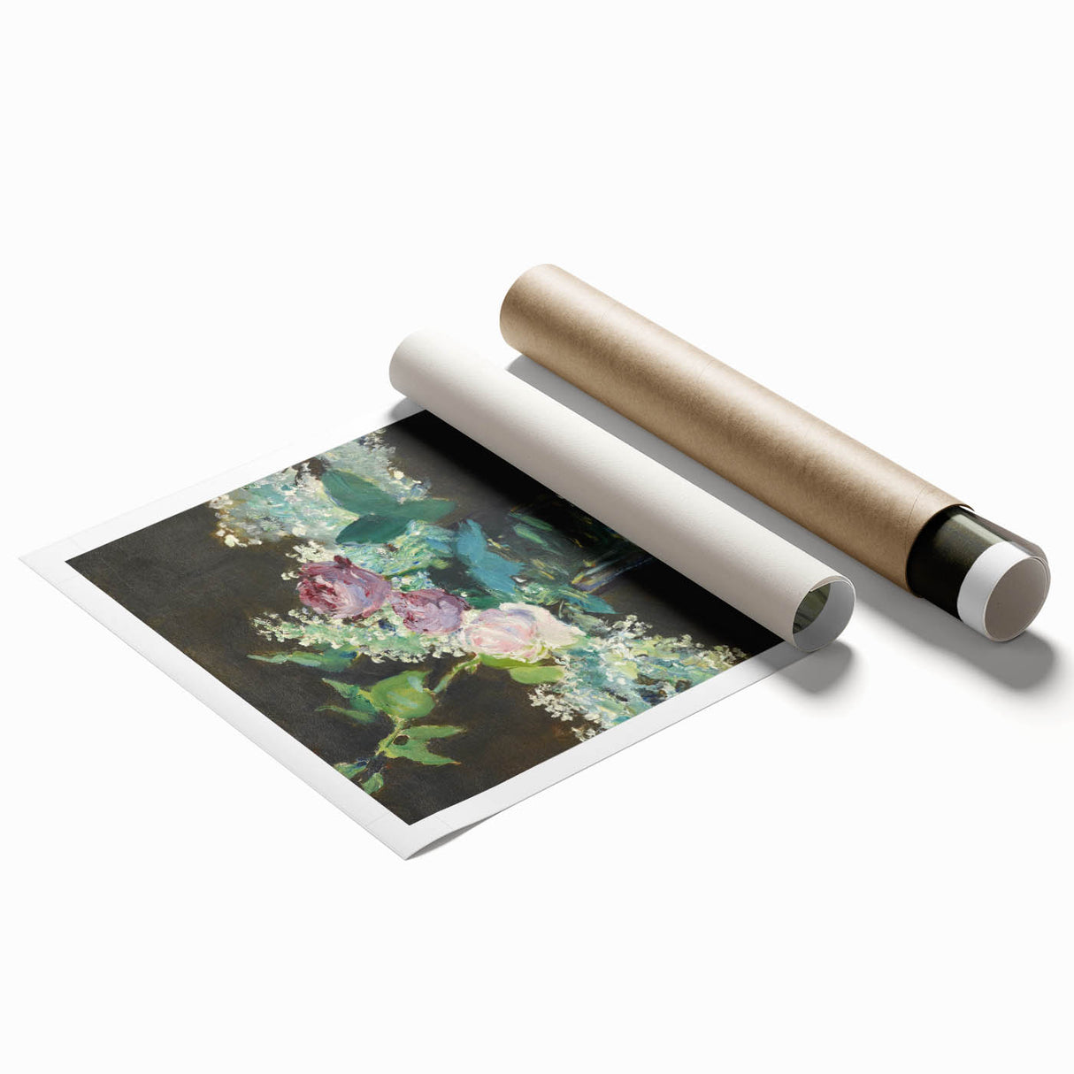 Impressionism Wall Art - Vase of White Lilacs and Roses - Floral Print