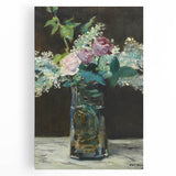 Impressionism Wall Art - Vase of White Lilacs and Roses - Floral Print