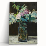 Impressionism Wall Art - Vase of White Lilacs and Roses - Floral Print