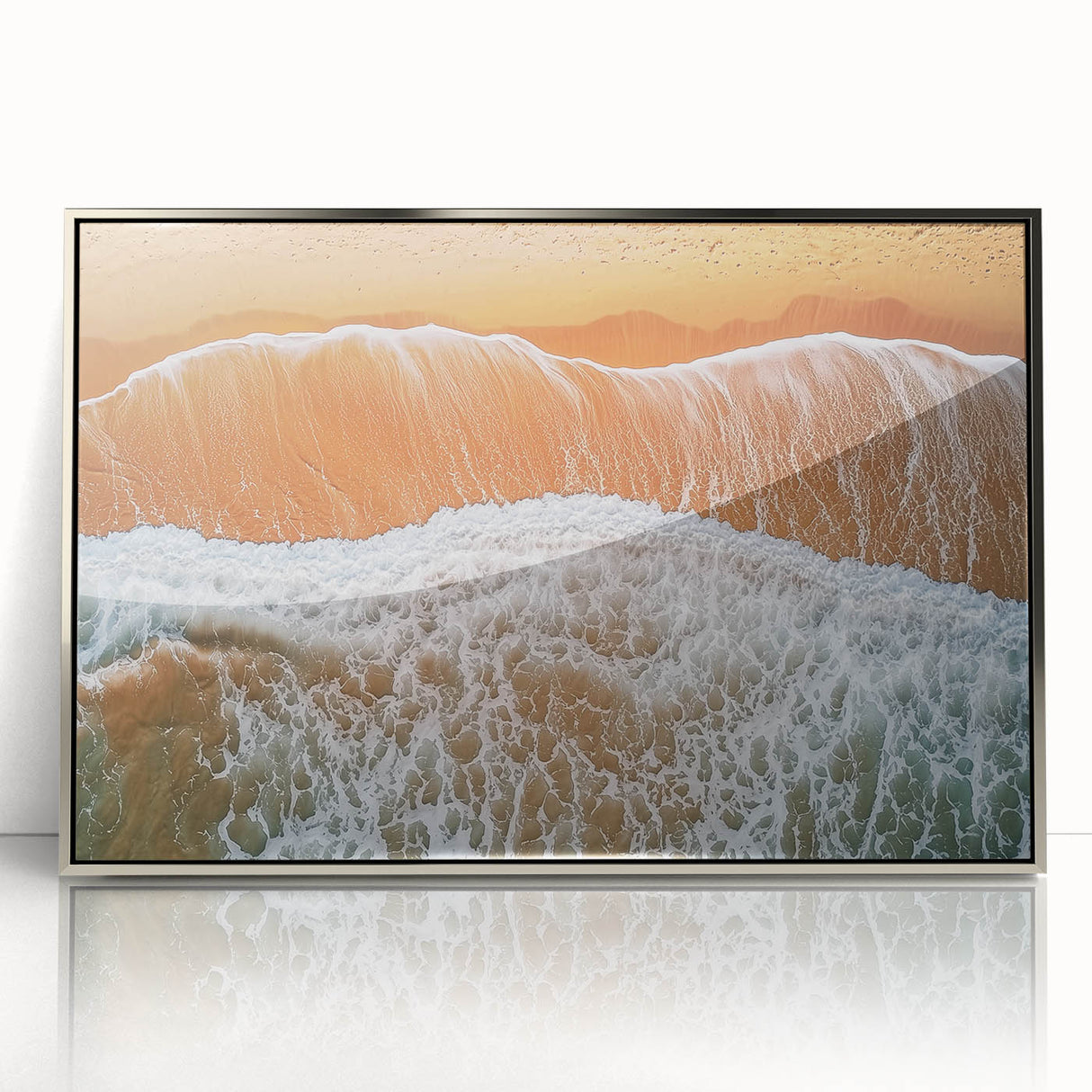 Framed acrylic artwork showcasing a serene beach landscape with vibrant colors and intricate details, perfect for enhancing home decor and evoking relaxation.