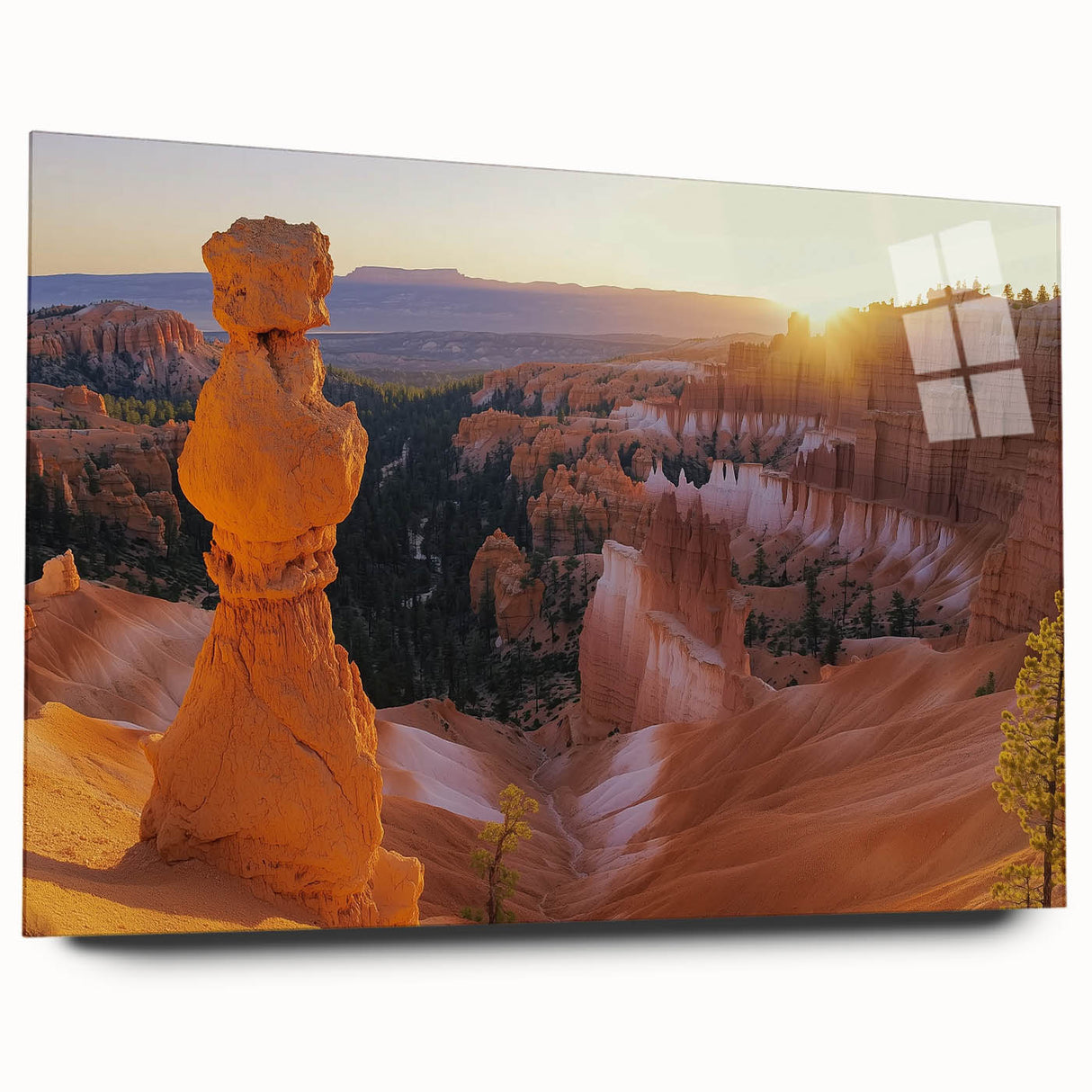 Landscape acrylic art piece depicting vibrant canyons in rich earthy tones, displayed in a side view without pins, perfect for modern home decor.