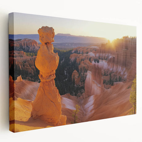 Stretched canvas artwork depicting a vibrant landscape of canyons in warm earth tones, showcasing intricate details and textures, perfect for home decor and art enthusiasts.