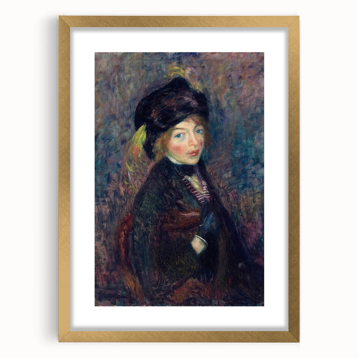 Head of Girl with Feathered Turban Art Print - William Glackens Portrait