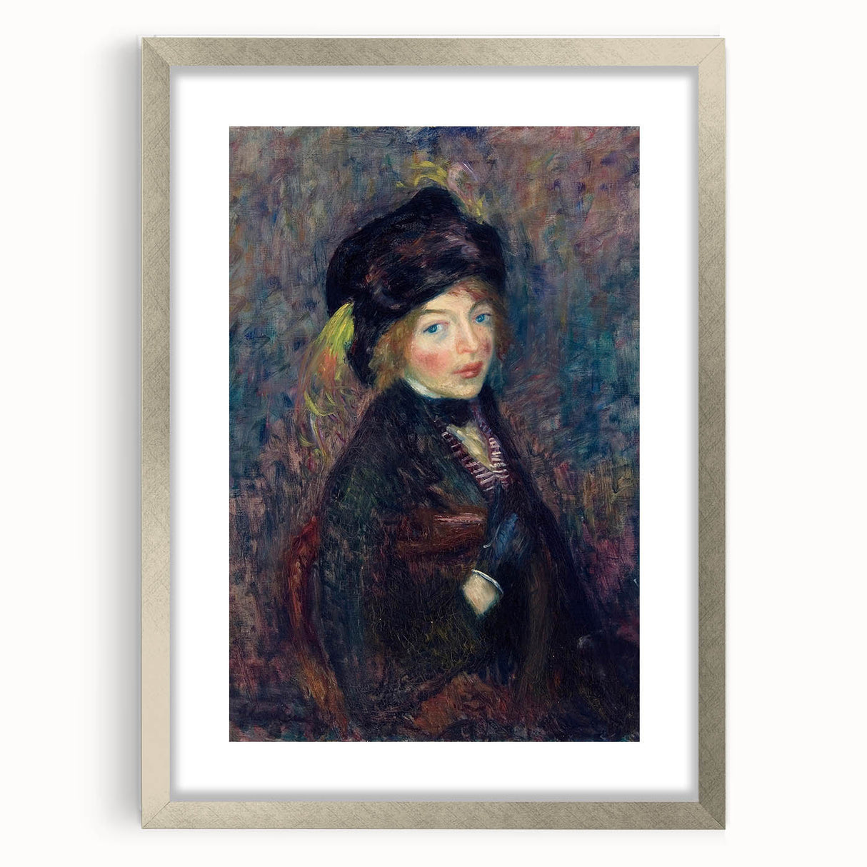Head of Girl with Feathered Turban Art Print - William Glackens Portrait