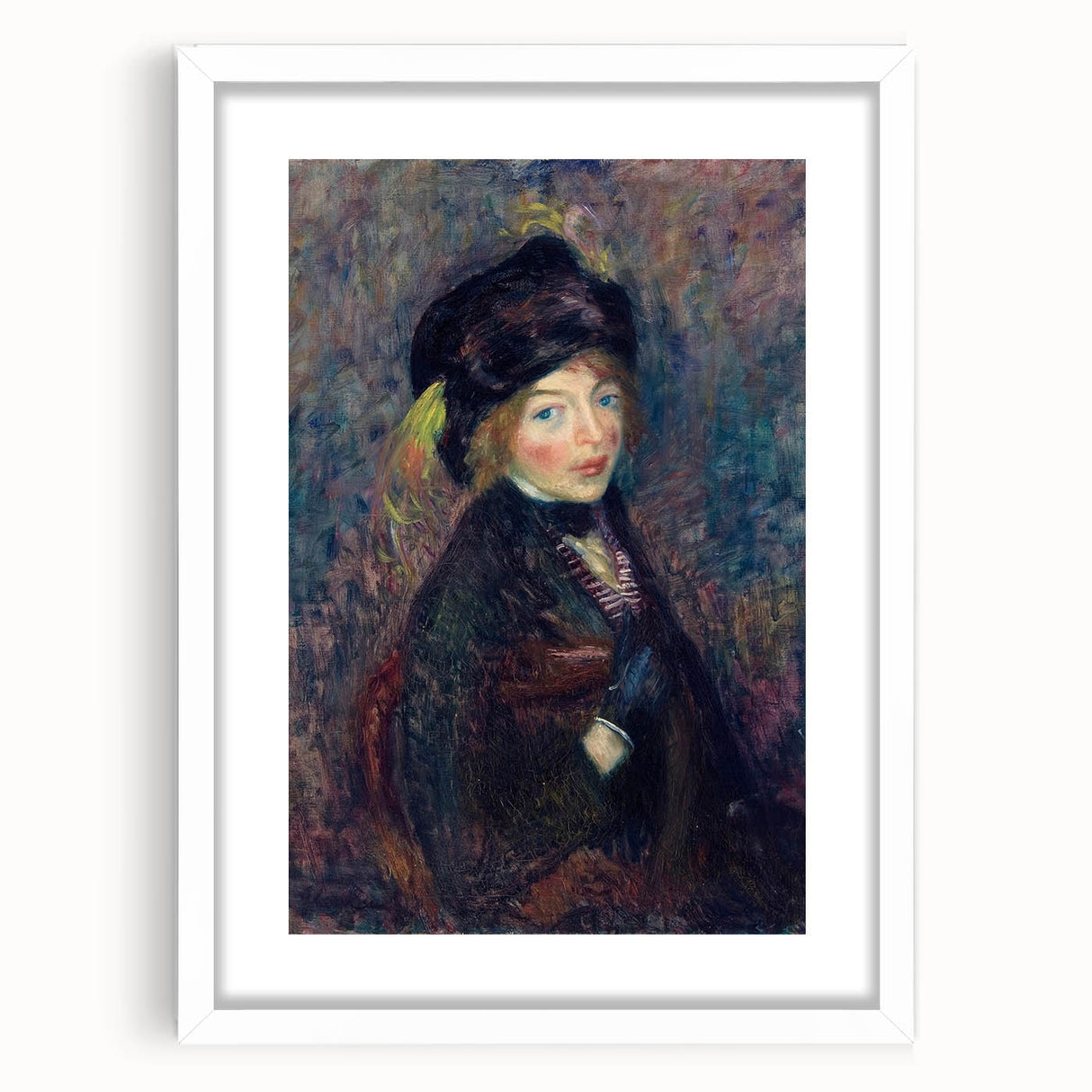 Head of Girl with Feathered Turban Art Print - William Glackens Portrait