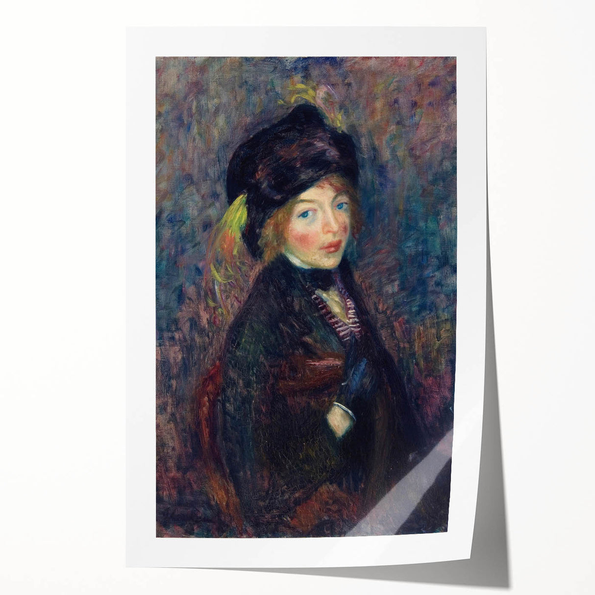 Head of Girl with Feathered Turban Art Print - William Glackens Portrait