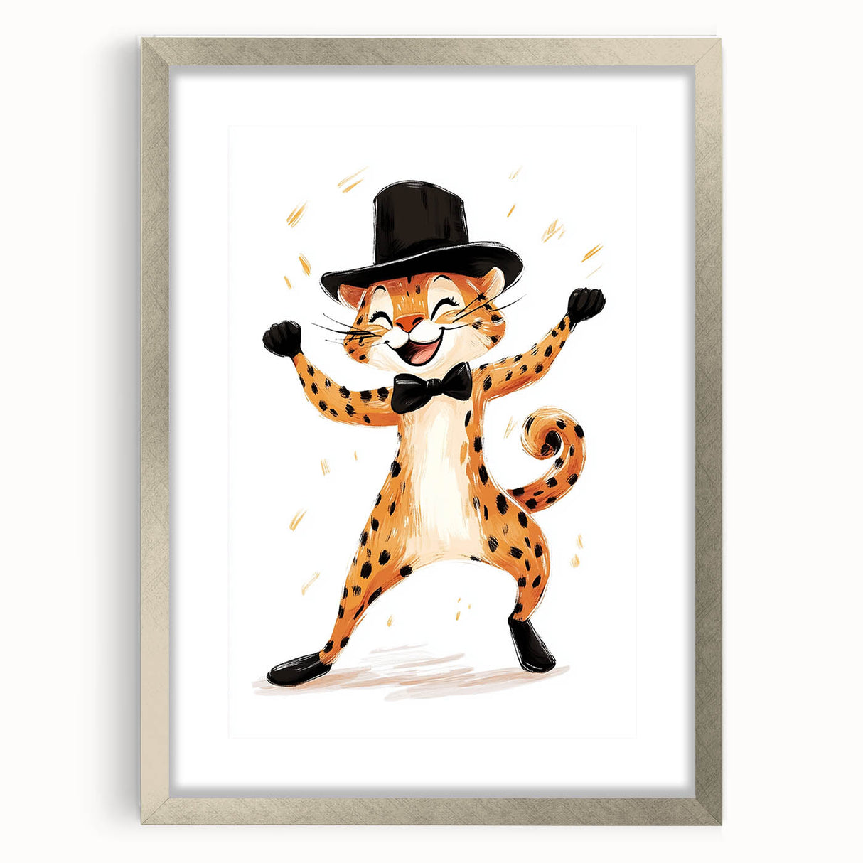 Boys Wall Art Prints - Playful Cheetah Kids Room Art Decor