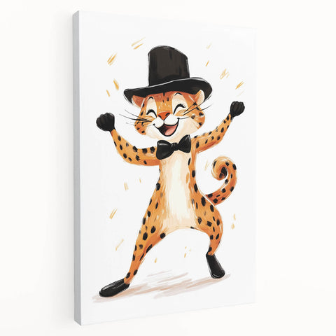 Boys Wall Art Prints - Playful Cheetah Kids Room Art Decor