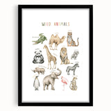 Wild Animals Kids Educational Wall Art - Learning Poster for Classrooms