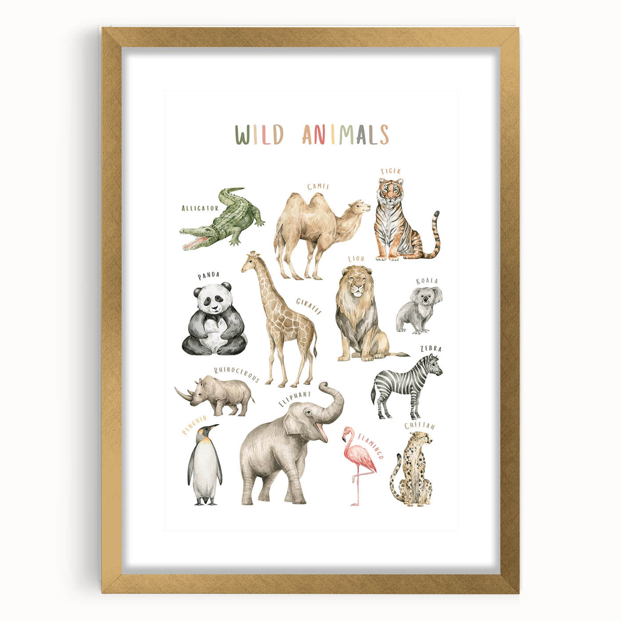 Wild Animals Kids Educational Wall Art - Learning Poster for Classrooms