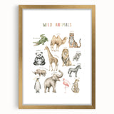 Wild Animals Kids Educational Wall Art - Learning Poster for Classrooms