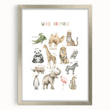 Wild Animals Kids Educational Wall Art - Learning Poster for Classrooms
