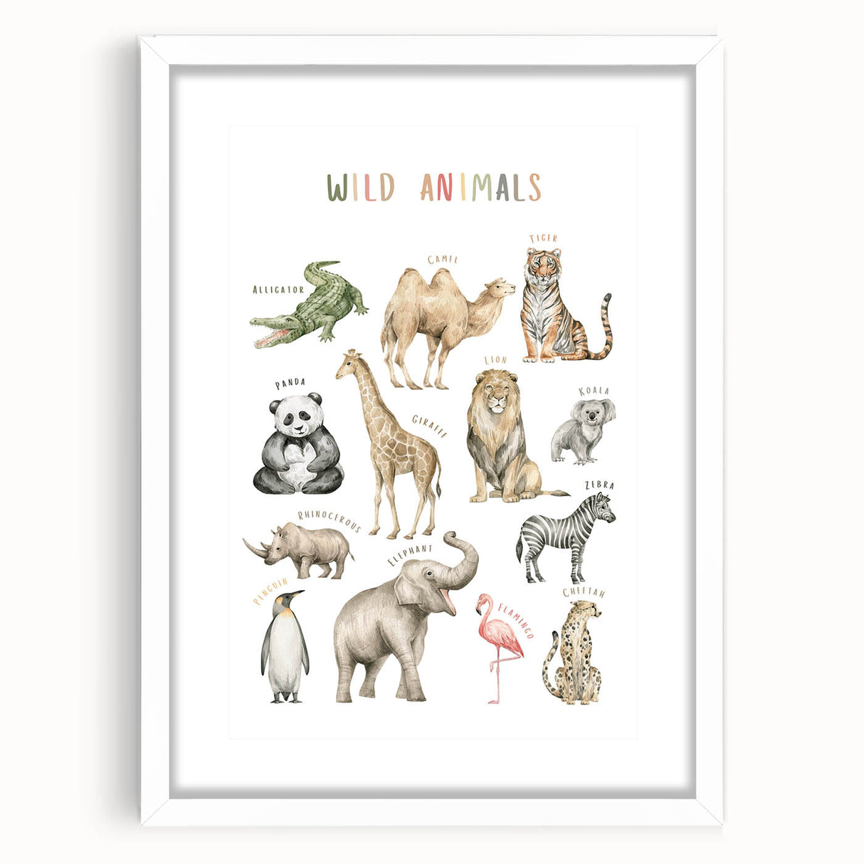Wild Animals Kids Educational Wall Art - Learning Poster for Classrooms