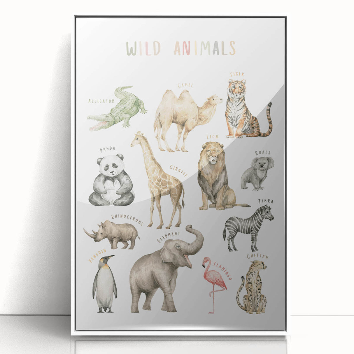 Wild Animals Kids Educational Wall Art - Learning Poster for Classrooms