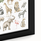 Wild Animals Kids Educational Wall Art - Learning Poster for Classrooms