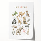 Wild Animals Kids Educational Wall Art - Learning Poster for Classrooms