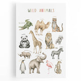 Wild Animals Kids Educational Wall Art - Learning Poster for Classrooms
