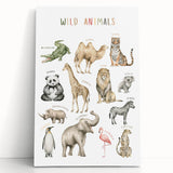 Wild Animals Kids Educational Wall Art - Learning Poster for Classrooms