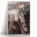 Acrylic print of a modern art deco poster featuring autumnal trees in orange and brown tones, ideal for nursery wall decor.