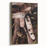 Framed canvas featuring a vintage-style landscape painting with autumnal hues, ideal for bedroom wall art.