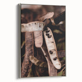 Framed canvas featuring a vintage-style landscape painting with fall foliage in vibrant colors, ideal for living room decor.