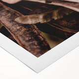 Art deco poster featuring autumnal trees in muted orange and brown tones on rolled canvas, suitable for dining room decor.