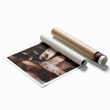 Extra large rolled canvas print featuring autumnal floral art in warm orange and red tones.