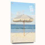 Large abstract wall art depicting summer season in vibrant yellow and orange hues on acrylic glass.