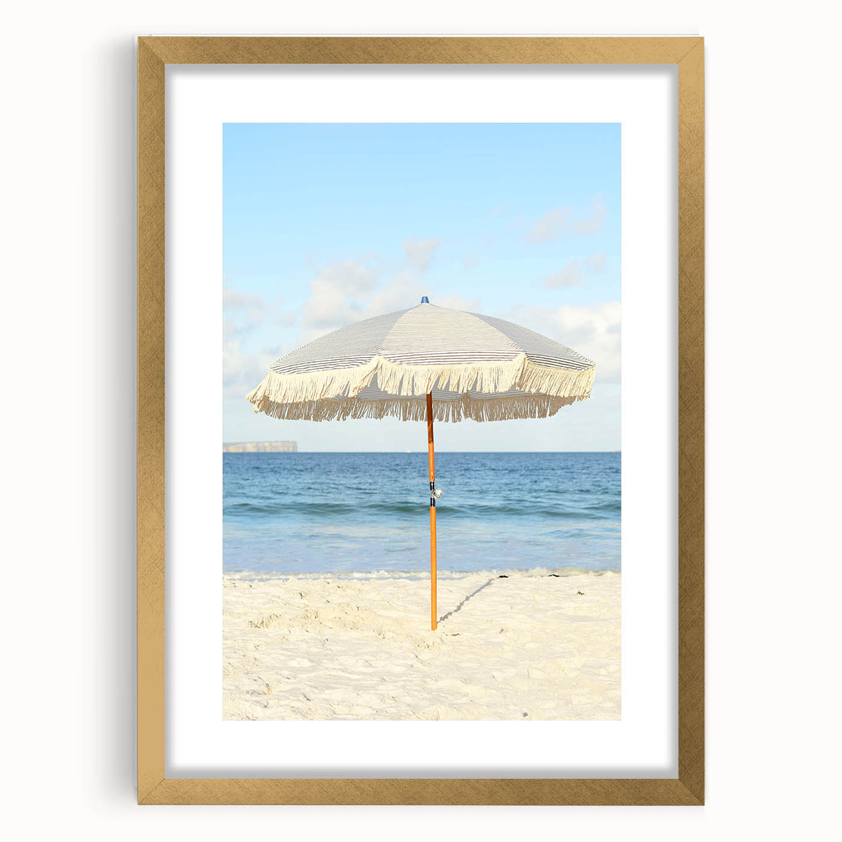 Extra large abstract art print featuring textured swirls in warm summer hues, framed in gold, ideal for living room decor.