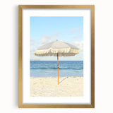 Extra large abstract art print featuring textured swirls in warm summer hues, framed in gold, ideal for living room decor.