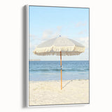 Vintage poster art depicting summer, with vibrant colors on extra large framed canvas, ideal for living room decor.
