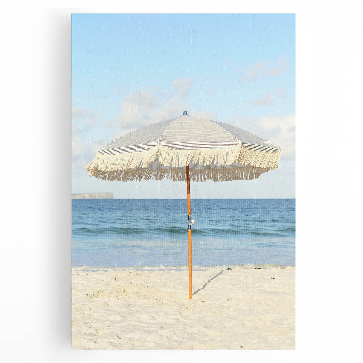 Black and white abstract depiction of summer on stretched canvas, ideal for kitchen wall art.
