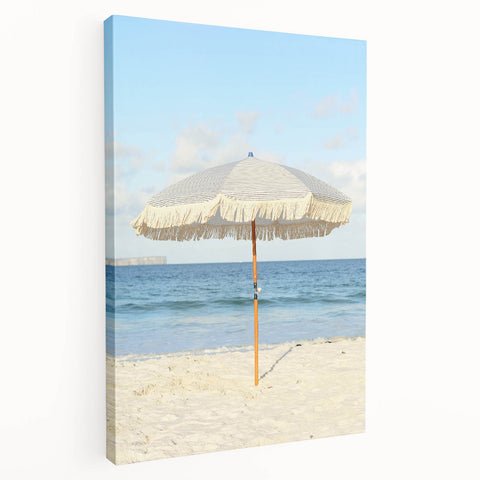Large abstract summer-themed art on stretched canvas with warm yellow and orange hues, ideal for kitchen wall art.