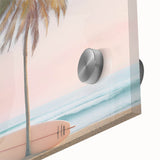 Large abstract wall art in vibrant orange and yellow tones on acrylic glass.